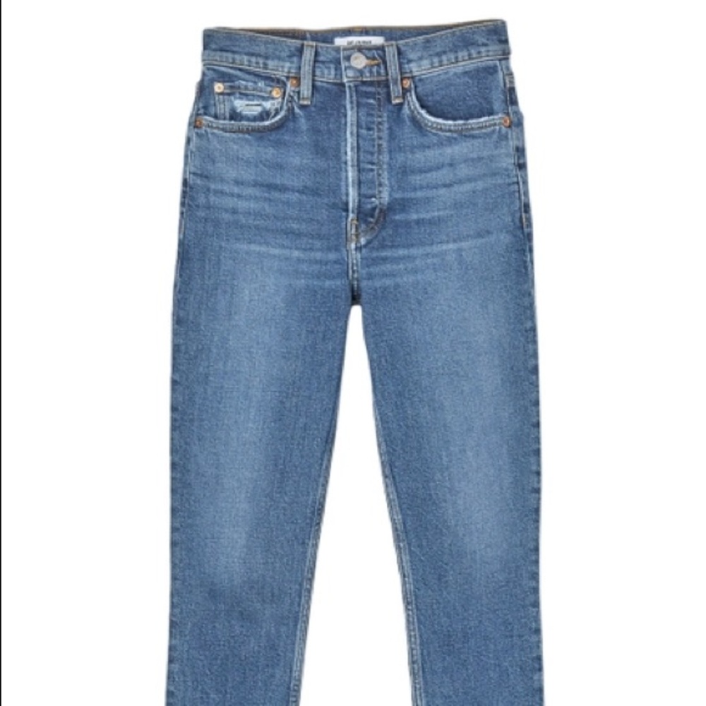 Re/done 90s Cropped High Rise Jean, Dark Stone 29